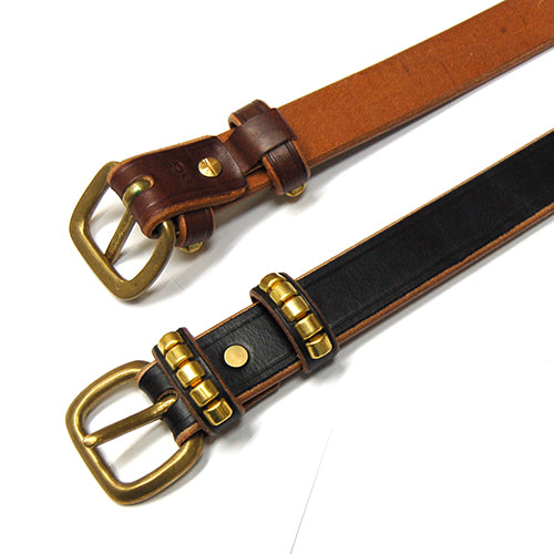 Cramp [UK Saddle Leather] Half Cylinder Studded Belt [Cr-1010]