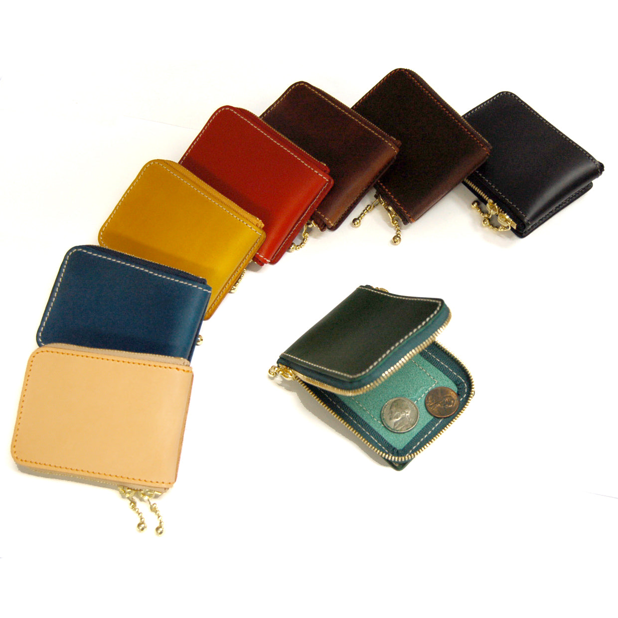 Cramp Italian leather detachable zippered coin case