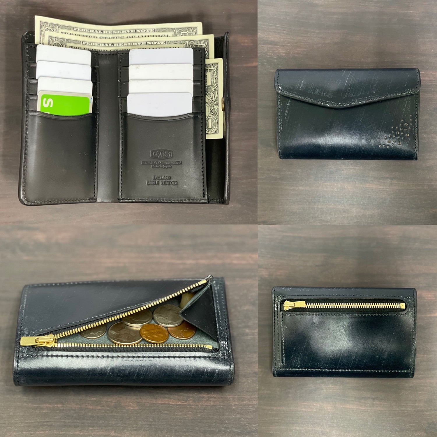 Cramp UK Bridle Leather Side Hardware Middle Wallet