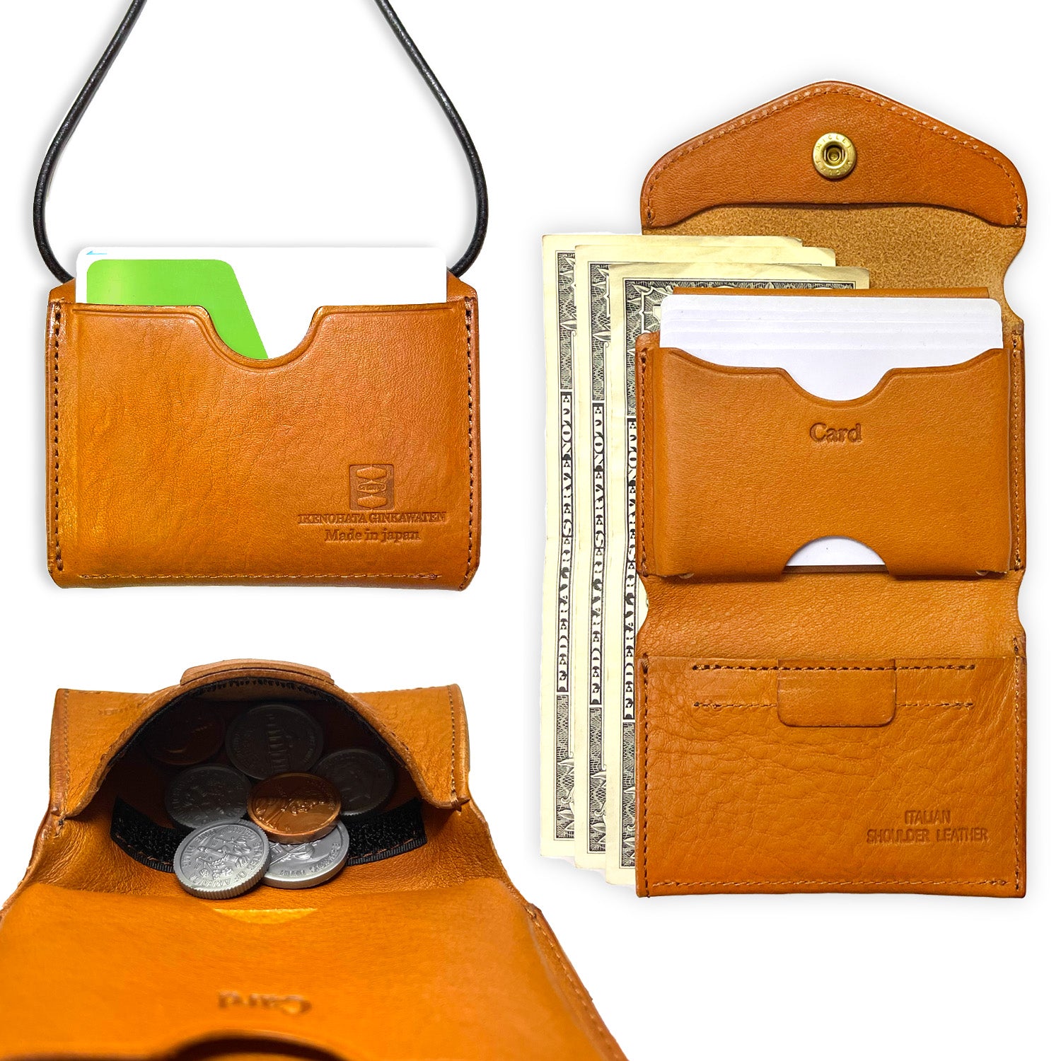 Cramp Italian Shrink Leather 2way Compact Wallet