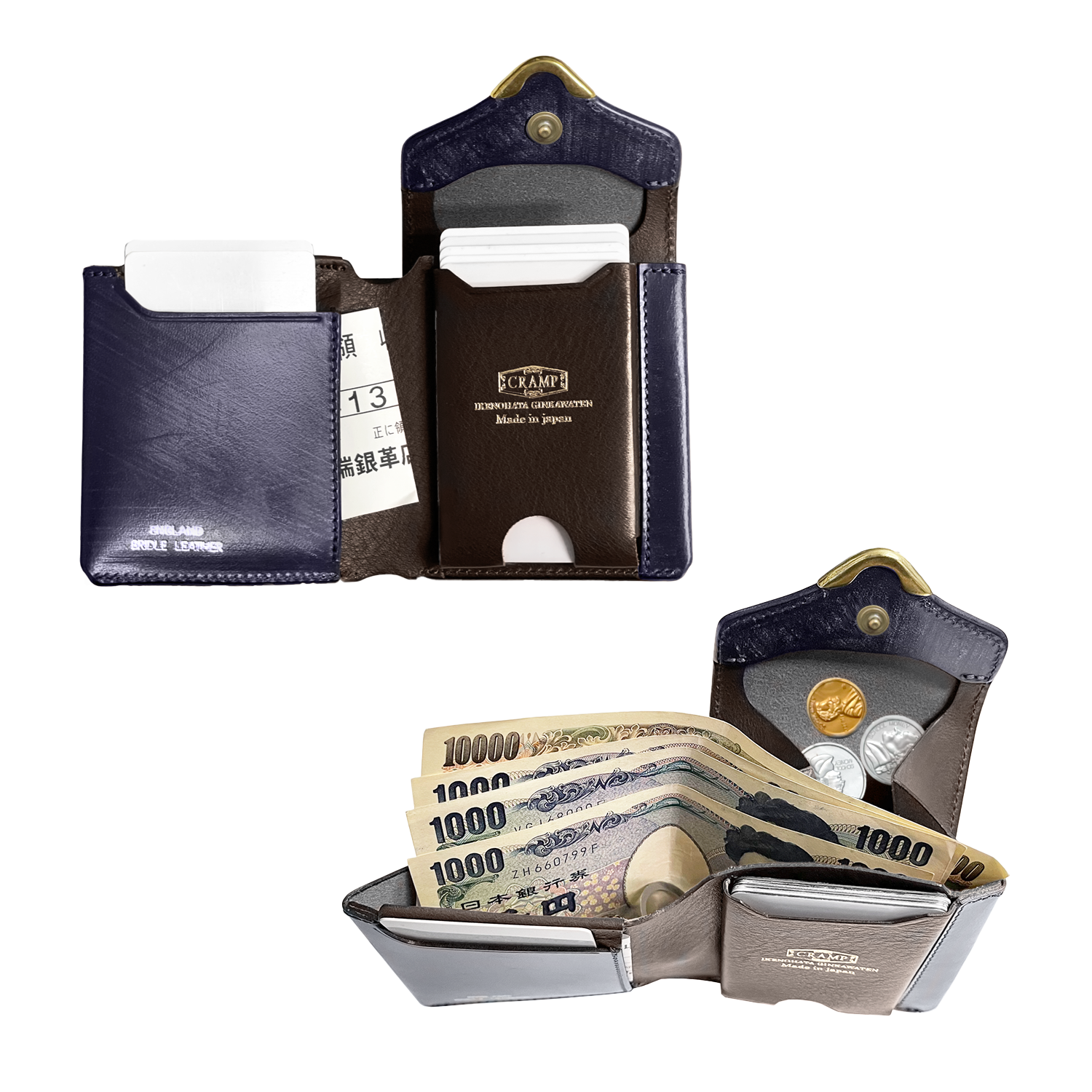 [预购商品] Cramp UK 缰绳皮革正面金属配件 Garcon 纤薄钱包