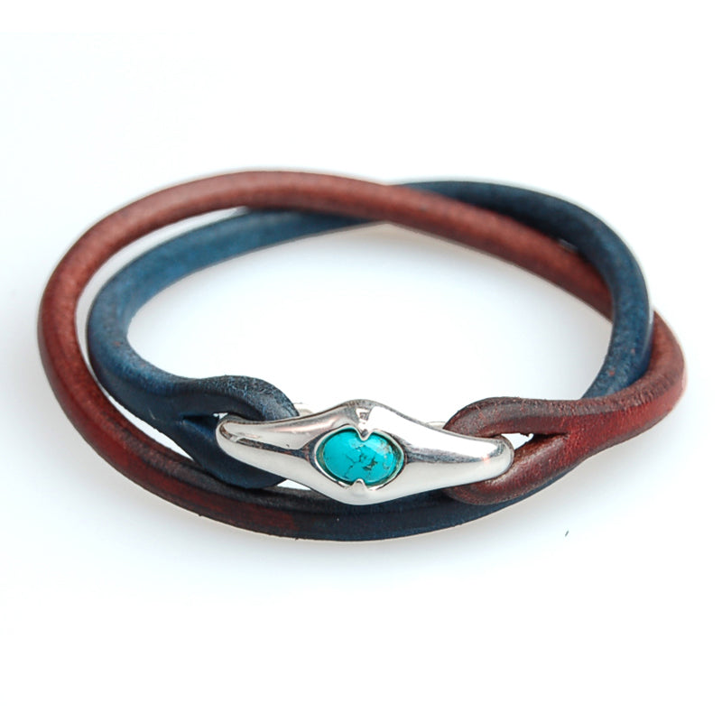 Cramp diamond-shaped turquoise double-wrap bracelet [Cr-H321turquoise] 