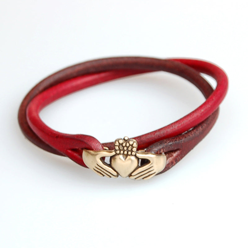 Lilac×Cramp Claddagh Leather Bracelet [Lc-320B]