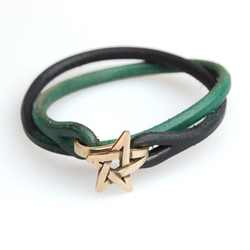 Lilac×Cramp Celtic Star Leather Bracelet [Lc-324B]