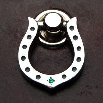 Horseshoe for Wallet Rope (Tochikan) Silver + Emerald